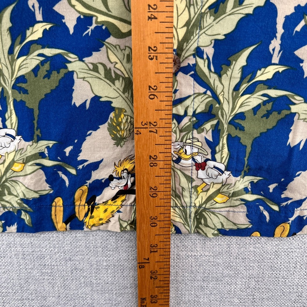 VTG Y2K Disney Store Hawaiian Shirt Mickey Donald Goofy Pluto Men XXL Blue Rayon - Picture 6 of 8